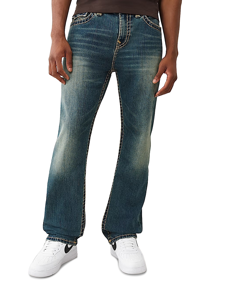 True Religion Bobby Super T Flap Baggy Jeans In Gotham Grind Blue In Blue