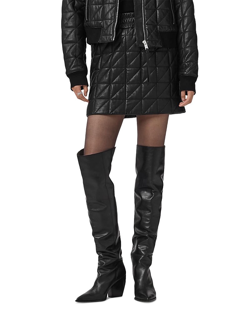 Allsaints Carly Quilted Leather Skirt