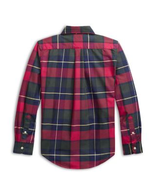 Boys' Plaid Cotton Oxford Shirt - Big Kid
