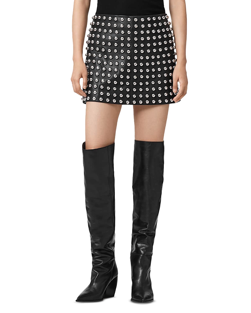 Allsaints Wilder Lea Leather Skirt In Black