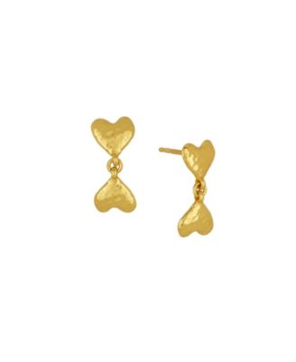  Double Heart Drop Studs