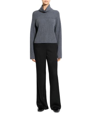 Wool Ribbed Mock Neck Sweater