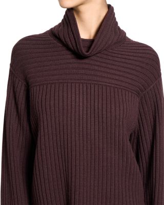 Wool Ribbed Mock Neck Sweater