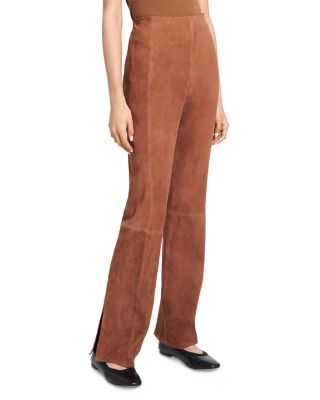 Suede Slit Hem Pants