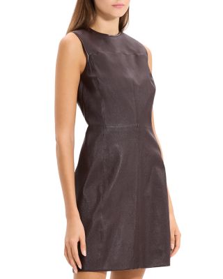 Sleeveless Leather Seam Mini Dress