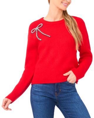 Oversized Bow Appliqu&eacute; Sweater