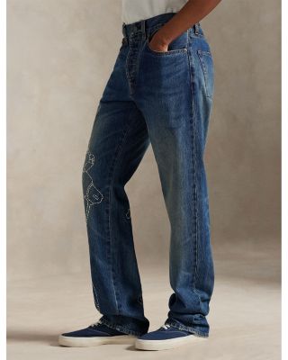 Embroidered Relaxed Straight Jeans