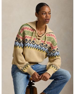 Fair Isle Lace-Up Sweater