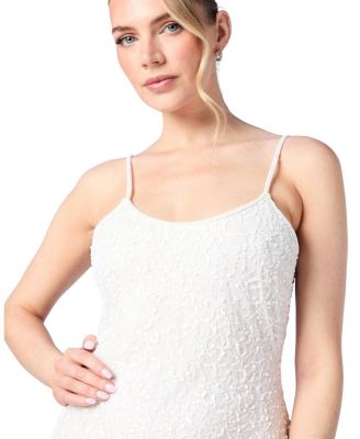 Embellished Feather Bridal Mini Dress