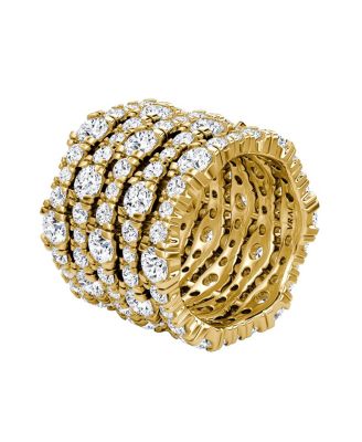  5 Row Pave Ring in 14K Gold, 7.76ctw Round Brilliant Lab Grown Diamonds