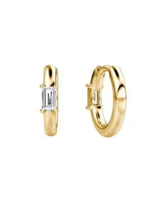 Solitaire Huggie Hoop in 14K Yellow Gold, 0.2ctw Baguette Lab Grown Diamonds