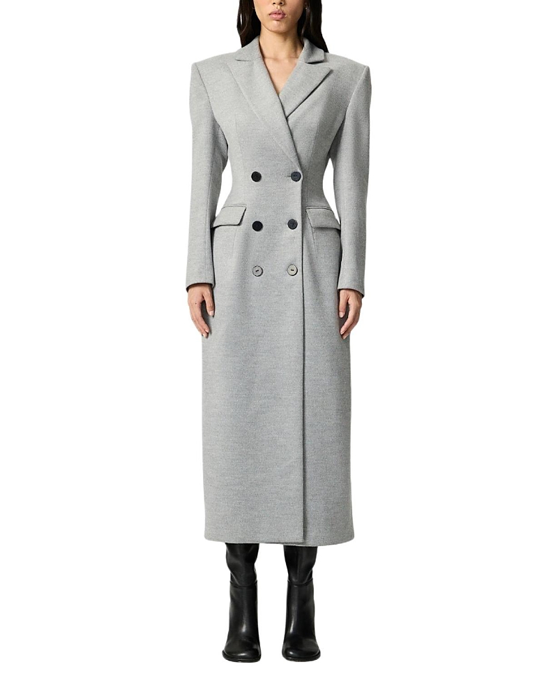 Nocturne Structured Double-breasted Maxi Coat In Gray
