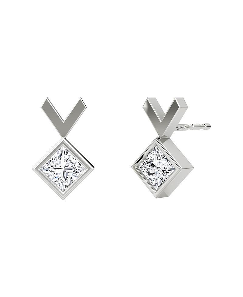 Vrai Arrow Stud In 14k Gold, 0.50ctw Princess Lab Grown Diamond In Silver