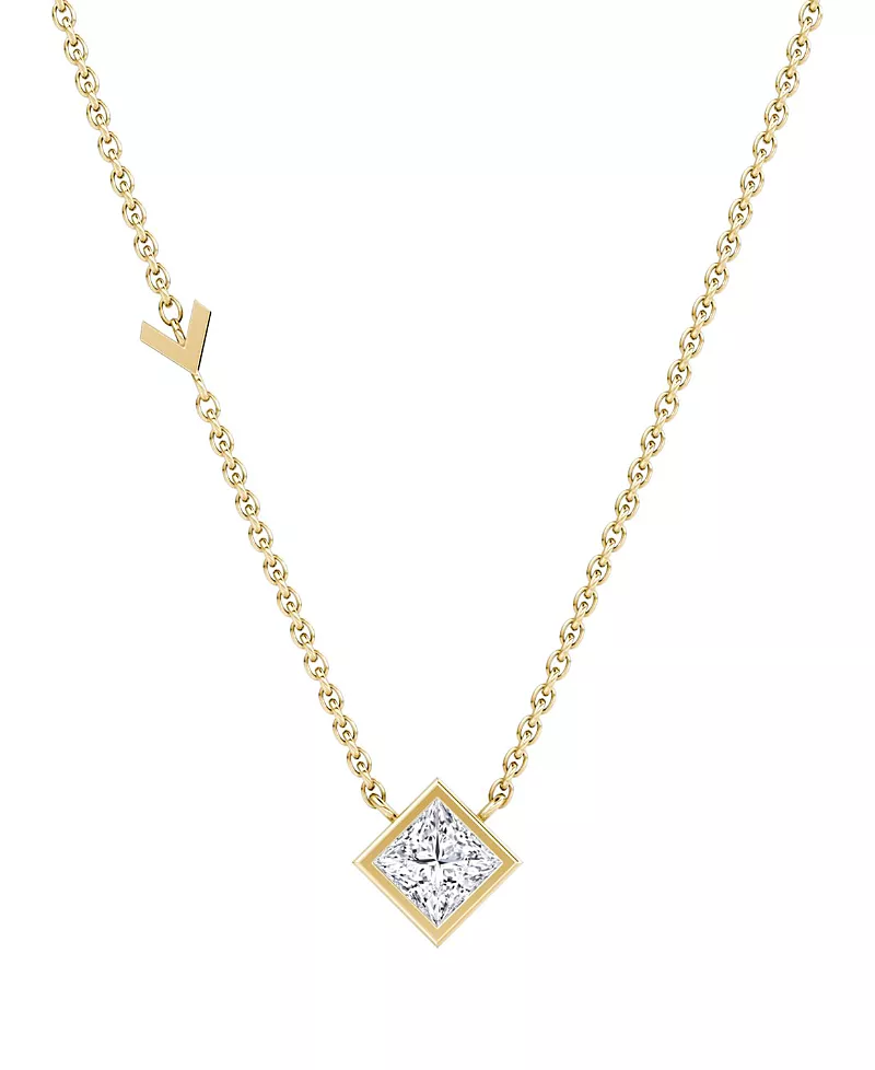Vrai Arrow Station Necklace in 14K Gold, 0.5ctw Princess Lab Grown Diamond