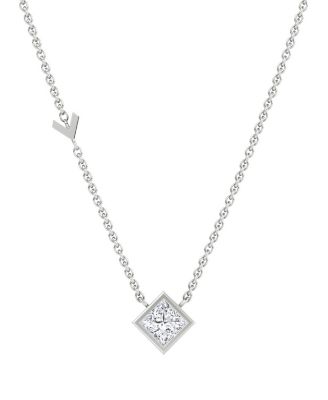 Arrow Station Necklace in 14K Gold, 0.50 tcw Princess Lab Grown Diamond