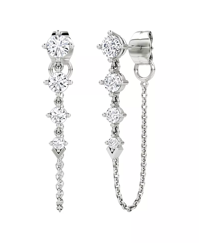 Vrai Linked Tennis Earring in 14K Gold, 1.1ctw Round Brilliant Lab Grown Diamonds