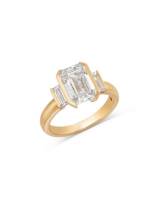 Luxe Collection Certified Lab Grown Diamond Emerald Cut & Baguette Engagement Ring in 14K Yellow Gold, 3.5 tcw