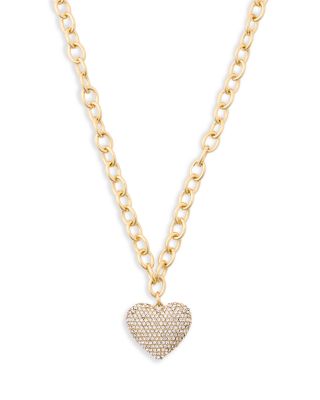 Mille Pave Heart Pendant Necklace, 20"-23"