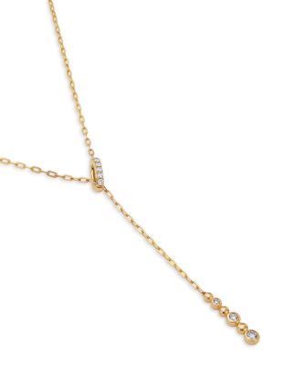 14K Yellow Gold Lab Grown Diamond Lariat Necklace, 18"