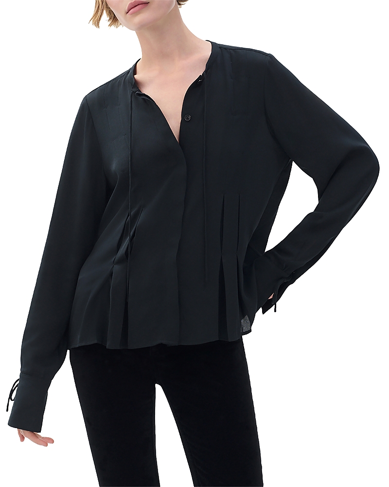 Rag & Bone Arden Pleated Blouse In Black