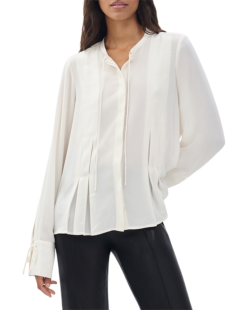 Rag & Bone Arden Pleated Blouse In White
