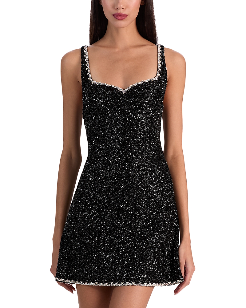 Alice and Olivia Eve Embellished Sweetheart Dress