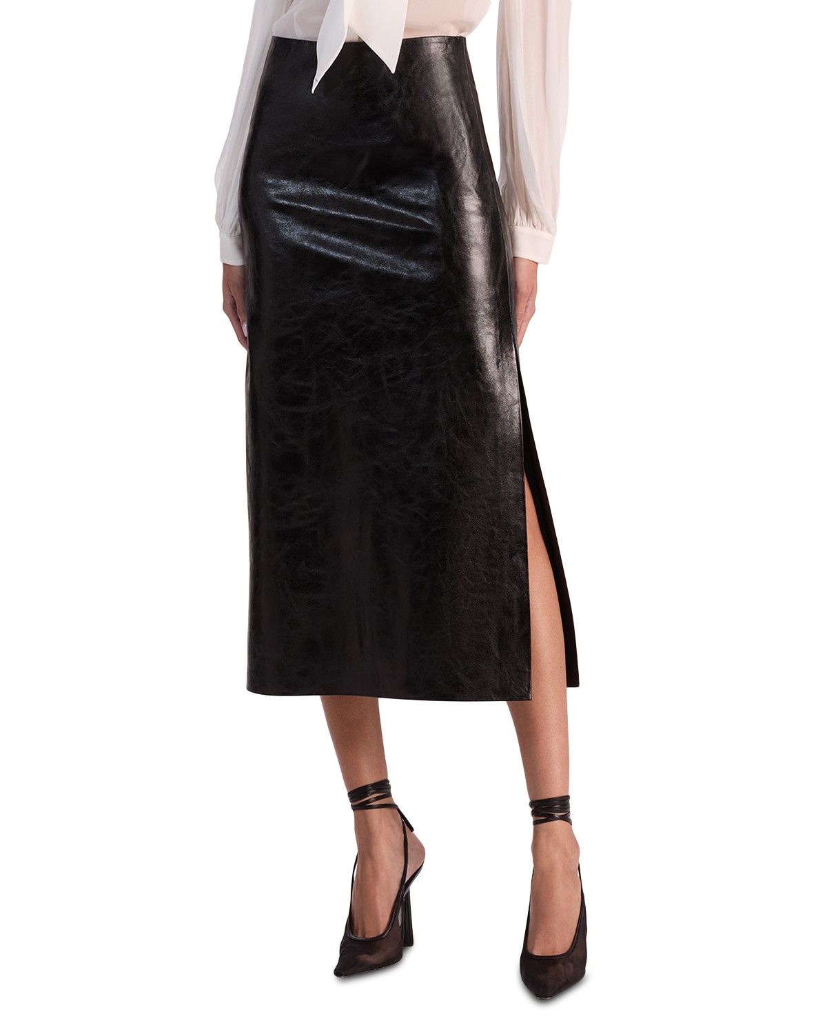 FAUX-LEATHER PENCIL SKIRT
