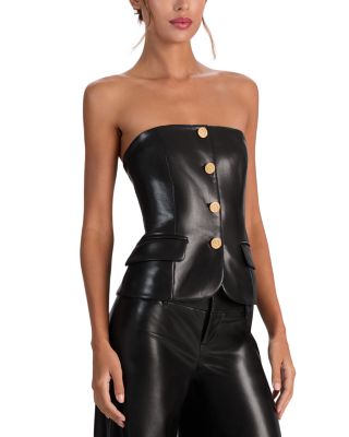 Madison Faux Leather Strapless Top