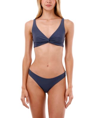 Deep Blue Knotty, Full-Coverage, Twist Front Bikini Top