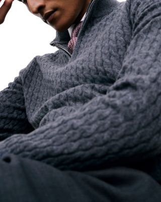 Half Zip Cashmere Cable Sweater