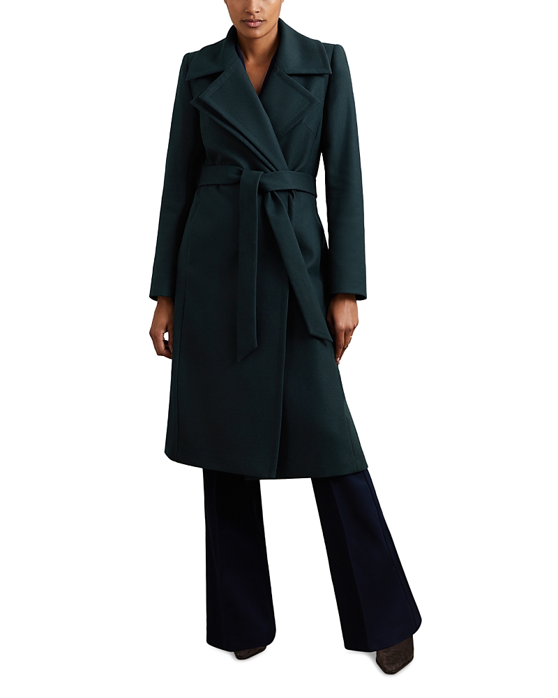 Reiss Odette Wool Blend Wrap Coat In Black