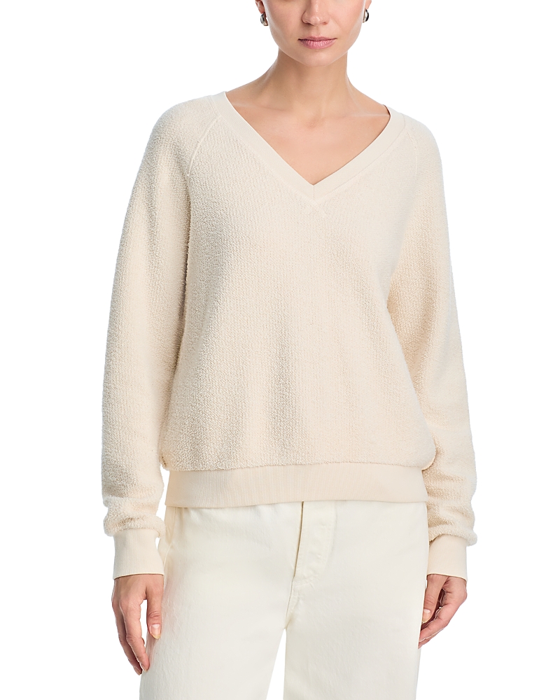 Perfectwhitetee Reverse Fleece V Neck Sweatshirt In Neutral