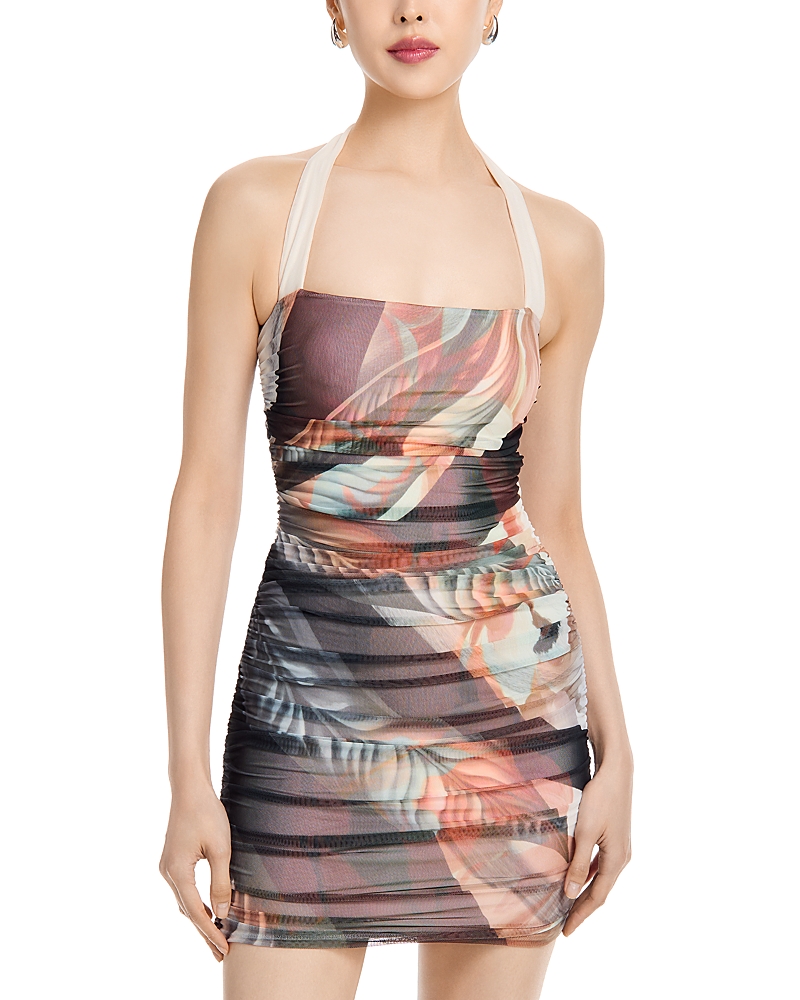 Afrm Bonnie Ruched Dress In Multi