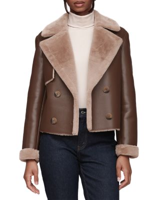 Double Breasted Faux Shearling Jacket