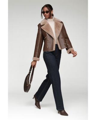 Double Breasted Faux Shearling Jacket