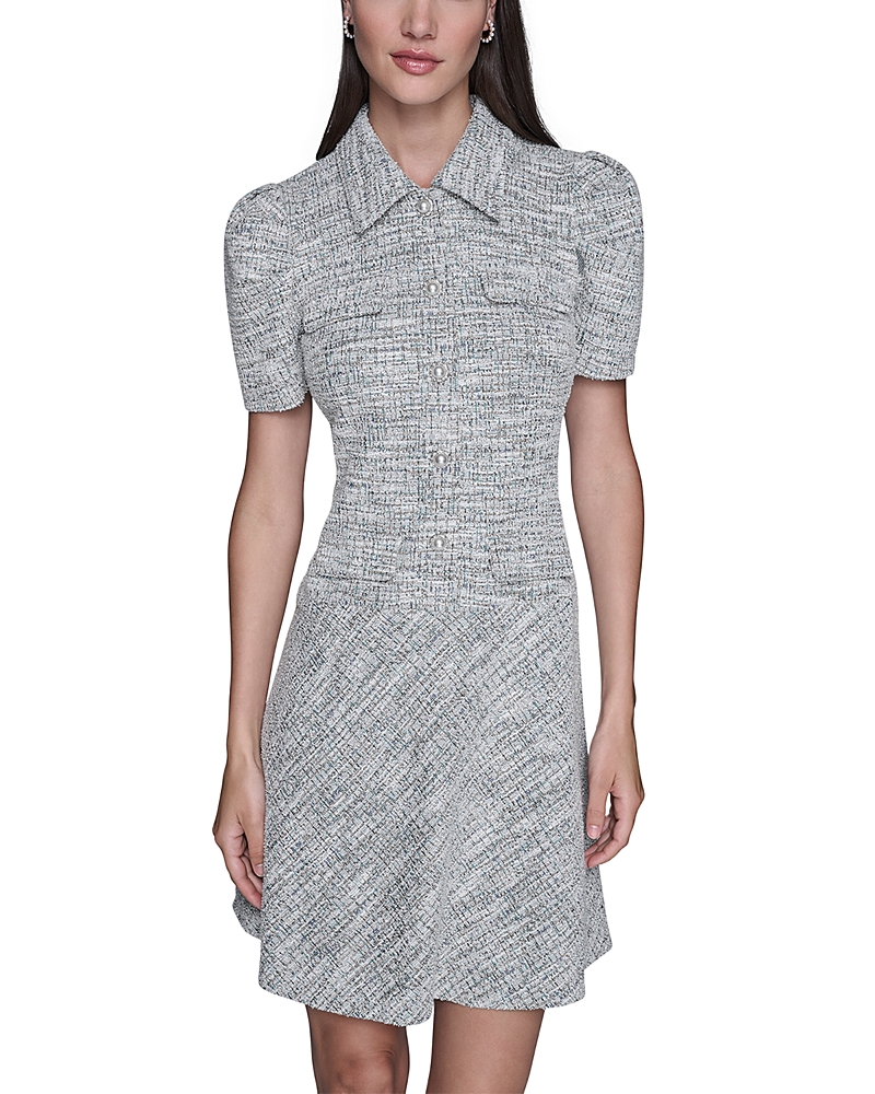 Karl Lagerfeld Paris Tweed Knit A Line Dress · 12