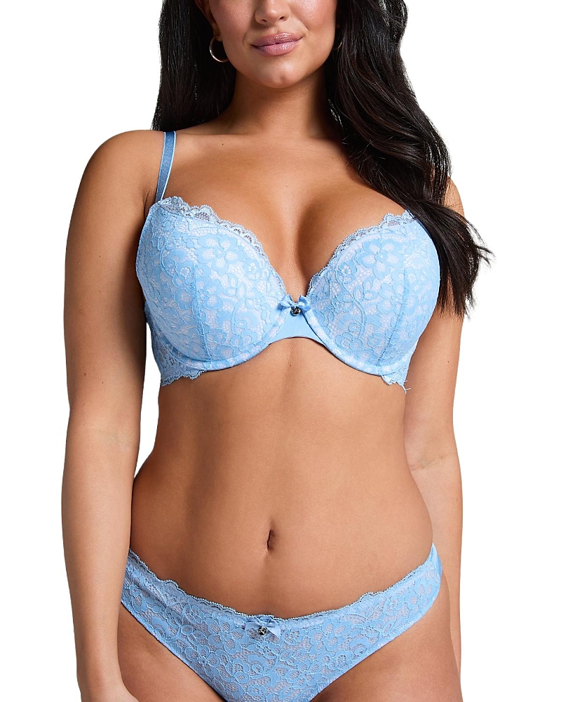 Hunkemoller Marine Padded Push-up Underwired Bra In Blue