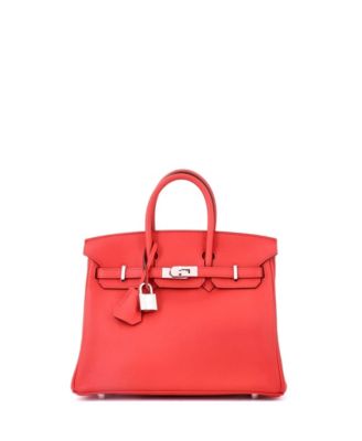 Birkin 25 Handbag Red Swift with Palladium Hardware