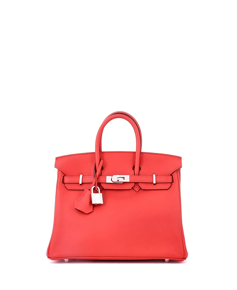 PRE-OWNED HERMES Pre-owned  Hermes Birkin 25 Handbag Red Swift With Palladium Hardware