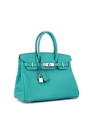 Birkin 30 Handbag Blue Epsom with Palladium Hardware