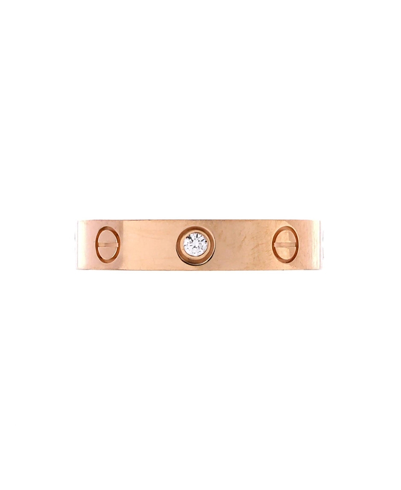 Pre-owned Pre-owned Cartier Cartier Love Wedding Band 1 Diamond Ring 18k Rose Gold With Diamond In Pink