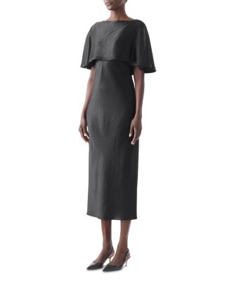 Washed Twill Cape Midi Dress