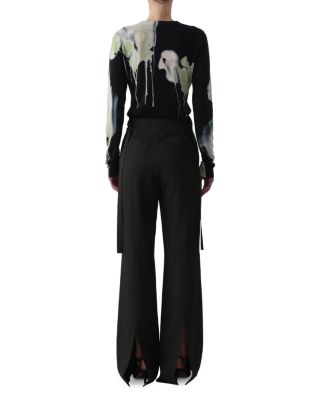 Watercolor Floral Merino Wool Crewneck Sweater