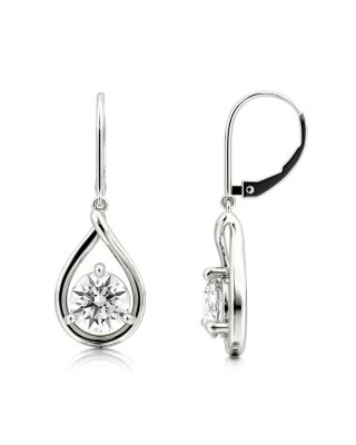 Pear Silhouette Earring in 14K Gold, 1.5ctw Round Brilliant Lab Created Diamonds