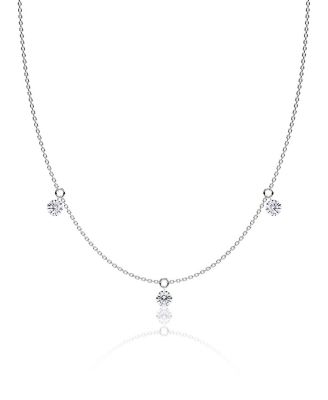 Vrai Floating 3 Station Necklace, 0.75ctw Round Brilliant Lab Created Diamonds, 18
