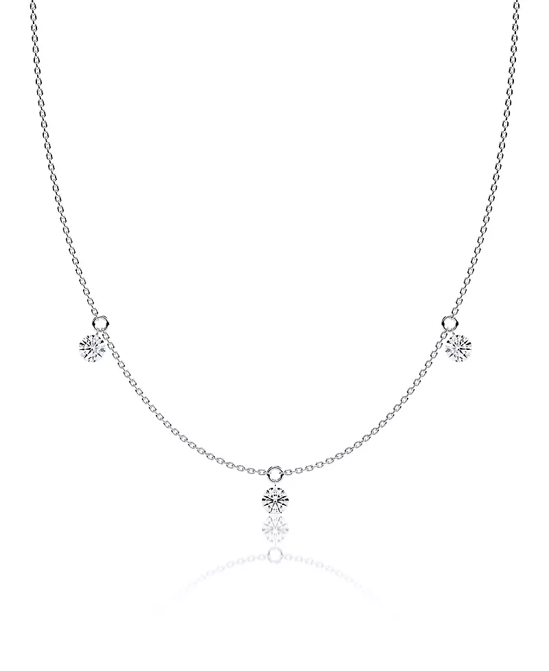 Vrai Floating 3 Station Necklace, 0.75ctw Round Brilliant Lab Created Diamonds, 18