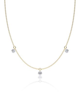 Vrai Floating 3 Station Necklace, 0.75ctw Round Brilliant Lab Created Diamonds, 18