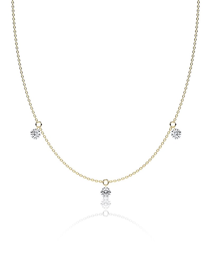 Vrai Floating 3 Station Necklace, 0.75ctw Round Brilliant Lab Created Diamonds, 18