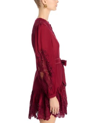 Long Sleeve Lace Detail Mini Dress