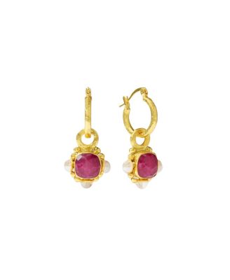  Esther Ruby and Pearl Drop Earrings